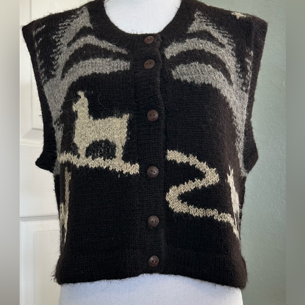 Artesania Bolivia Alpaca Wool Knit Vest EUC
